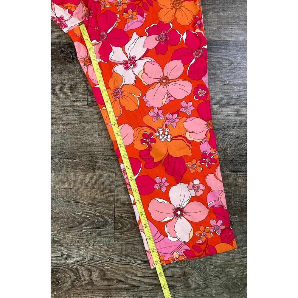 Talbots Women's Floral Print Perfect Crop Pants Size 12P Orange Pink Cotton New - Picture 8 of 11
